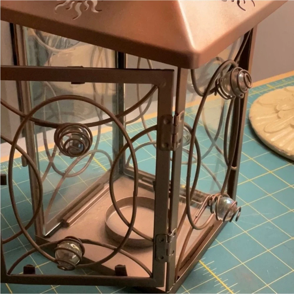 Partylite Bronze Lantern with Cutout Design - NIB